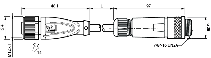 V1-G-BK5M-PVC-U-YV96S 连接电缆
