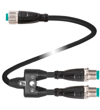 V1S-G-BK0,3M-PUR-U-T-0,3M-V1-G Y 型连接缆线